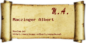 Maczinger Albert névjegykártya