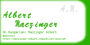 albert maczinger business card